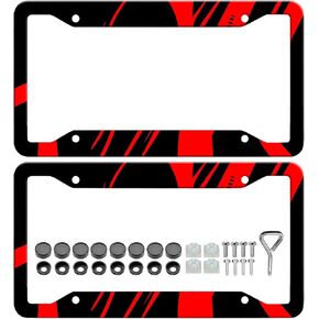 Black Red License Plate Frames- 2 Pack 4 Holes Blood Vessel Aluminum Metal License Plate Holder Covers, Rust-Proof Waterproof Car Decorative Tag Frames for Standard US 12x6 Inch