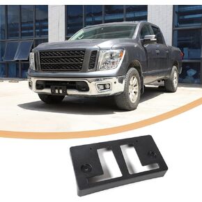 Front Bumper License Plate Bracket Compatible with Nissan Titan 2016-2020, ABS Tag Frame Front Bumper Mount Adapter Mounting Kit Accessories