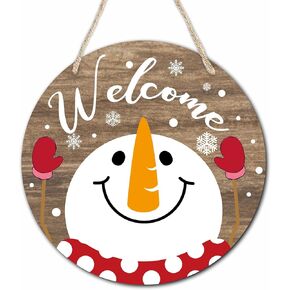 10" Round Wooden Hanging Sign, Snowman Decoration Sign，Holiday Welcome Sign, Winter Snowman Wall Pediments Art Decoration, Funny Wooden Door Sign For Front Porch Decor - A12
