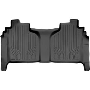 SMARTLINER Custom Floor Mats 2nd Row Liner Black for 2019-2021 Silverado/Sierra 1500 Crew Cab with 1st Row Bench or Bucket Seats