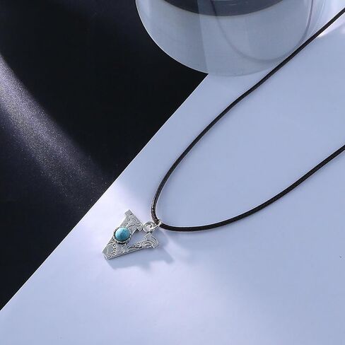 Silver Initial Necklace for Men Women Vintage Turquoise Initial Necklace A-Z26 Letter Pendant Necklace Western Cowboy Style Initial Necklace Leather Silver Initial Necklace in Saudi Arabia
