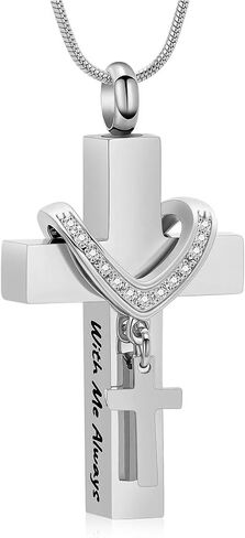 Cremation Jewelry Cross Urn Necklace for Ashes Stainless Steel Cross Urn Pendant Ashes Holder Memorial Jewelry in Kuwait