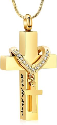 Cremation Jewelry Cross Urn Necklace for Ashes Stainless Steel Cross Urn Pendant Ashes Holder Memorial Jewelry in Kuwait