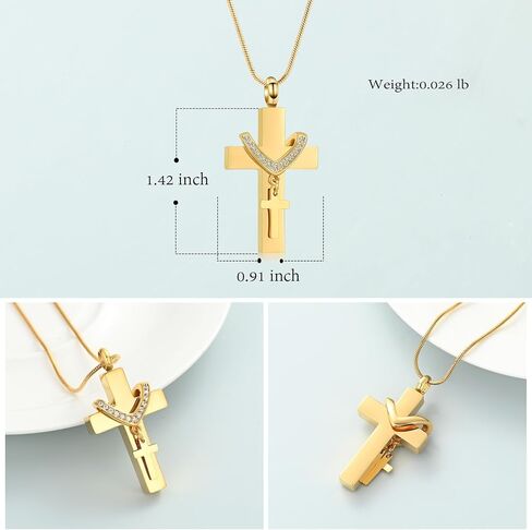 Cremation Jewelry Cross Urn Necklace for Ashes Stainless Steel Cross Urn Pendant Ashes Holder Memorial Jewelry in Kuwait
