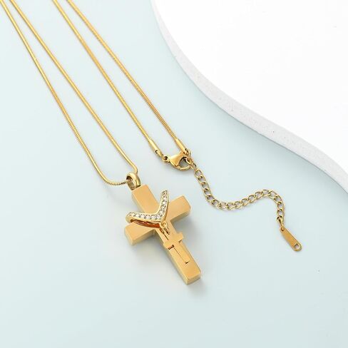 Cremation Jewelry Cross Urn Necklace for Ashes Stainless Steel Cross Urn Pendant Ashes Holder Memorial Jewelry in Kuwait