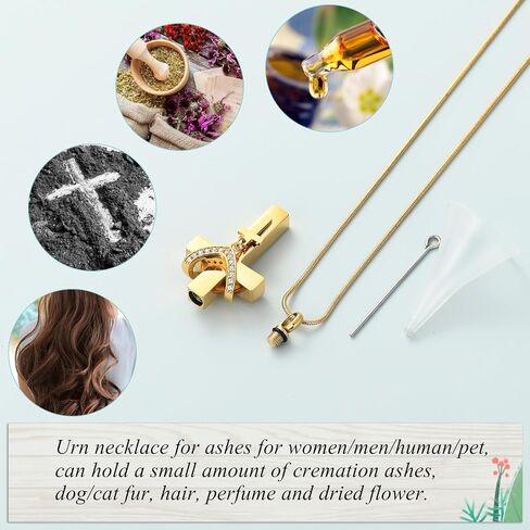 Cremation Jewelry Cross Urn Necklace for Ashes Stainless Steel Cross Urn Pendant Ashes Holder Memorial Jewelry in Kuwait