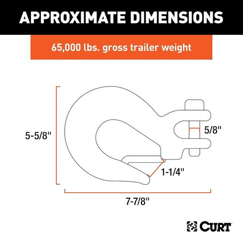 CURT 81920 خطاف منزلق من الفولاذ المطروق مقاس 5/8 بوصة مع مزلاج أمان، 65.000 رطل، فتحة 1-1/4 بوصة، دبوس 5/8 بوصة، زنك أصفر in Saudi Arabia