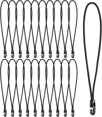 Bungee Loops with Mini Hooks, an Upgraded Replacement for Ball Bungee Cords & Mini Bungee Cords (Black, 20 Pcs, 10 inch) in Saudi Arabia