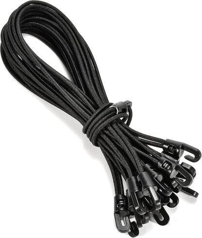 Bungee Loops with Mini Hooks, an Upgraded Replacement for Ball Bungee Cords & Mini Bungee Cords (Black, 20 Pcs, 10 inch) in Saudi Arabia