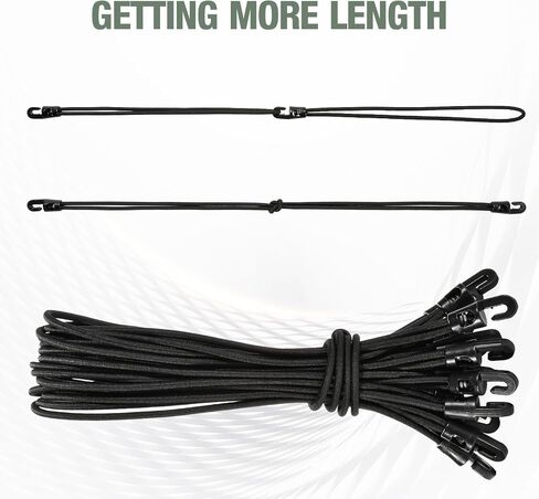 Bungee Loops with Mini Hooks, an Upgraded Replacement for Ball Bungee Cords & Mini Bungee Cords (Black, 20 Pcs, 10 inch) in Saudi Arabia