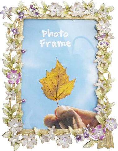 Floral Picture Frame 3.5x5, Vintage Photo Frame Made of Metal and High Definition Glass for Table Top Display, Home Decor in Kuwait