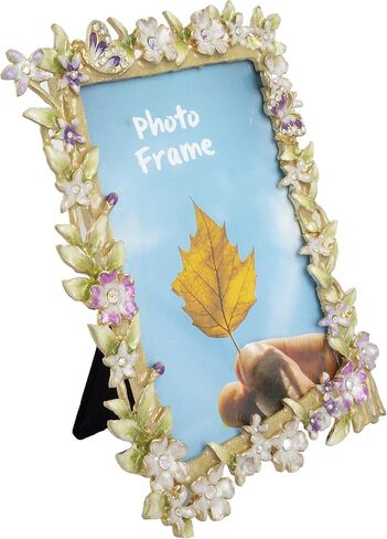 Floral Picture Frame 3.5x5, Vintage Photo Frame Made of Metal and High Definition Glass for Table Top Display, Home Decor in Kuwait