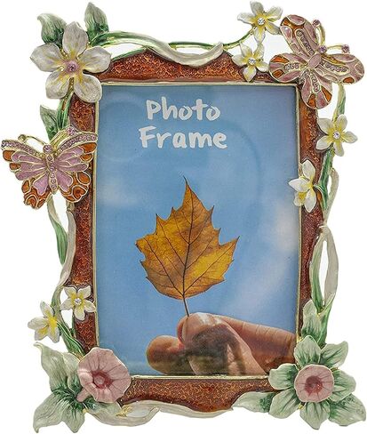 Floral Picture Frame 3.5x5, Vintage Photo Frame Made of Metal and High Definition Glass for Table Top Display, Home Decor in Kuwait
