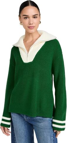English Factory Women's Stripe Knitted Half Zip Up Sweater in Saudi Arabia