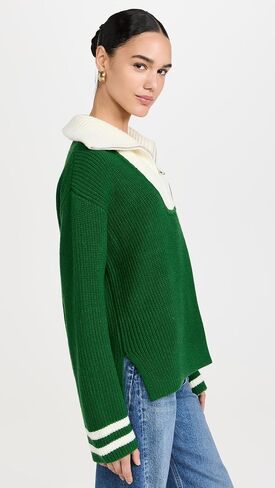 English Factory Women's Stripe Knitted Half Zip Up Sweater in Saudi Arabia