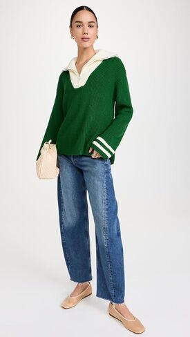 English Factory Women's Stripe Knitted Half Zip Up Sweater in Saudi Arabia