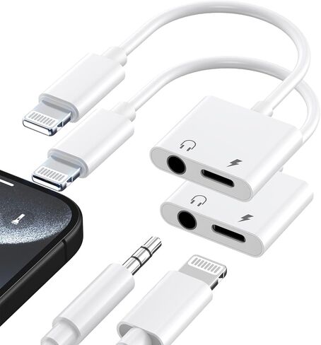 [MFi Certified] Headphone Adapter for iPhone 16 15, 2 Pack USB Type C to Aux Audio Jack with 60W PD Fast Charging Dongle Adapter for iPhone 16/16 Plus/16 Pro/16 Pro Max/15/15 Plus/15 Pro/15 Pro Max in Kuwait