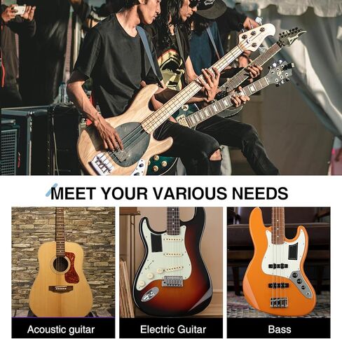 LEKATO Guitar Strap with Cowhide Leather Ends Western Denim Straps for Acoustic Electric Bass Guitar Includes 6 Picks & Strap Locks & Headstock Tie Best Gift for Men Women Guitarists And Musicians in Kuwait