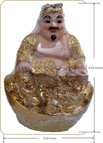 Golden CaiShen Statue, CAI Shen, God of Fortune, God of Wealth, Lucky and Wealthy Statue, Feng Shui Decor, Feng Shui Gift, 1 Pair (2 Statues) (7 Inches) in Saudi Arabia