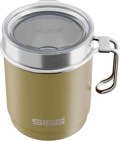SIGG - Camping Mug with Lid - Double-Wall Insulated - Recycled Stainless Steel - Stackable - Hook Handle - Hiking, 10Oz in Saudi Arabia
