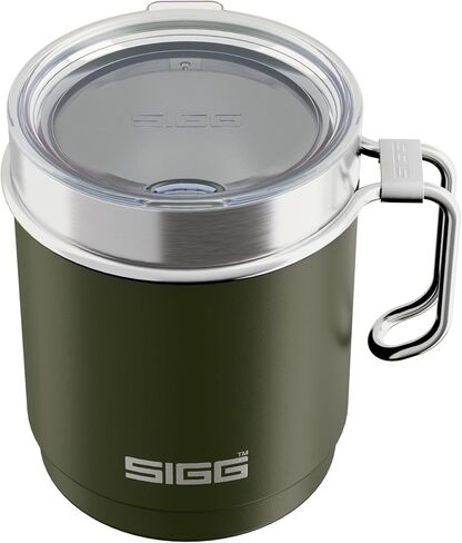 SIGG - Camping Mug with Lid - Double-Wall Insulated - Recycled Stainless Steel - Stackable - Hook Handle - Hiking, 10Oz in Saudi Arabia