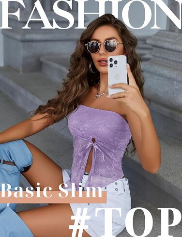 Avidlove Going Out Tops for Women Lace Camisole Y2k Tube Crop Tops Side Slit Bralettes Lingerie in Kuwait