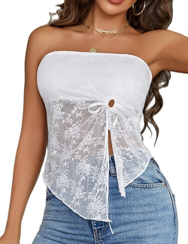 ملابس علوية للخروج من Avidlove للنساء من الدانتيل ملابس داخلية Y2k أنبوبية قصيرة ذات فتحة جانبية ملابس داخلية in Kuwait