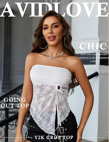 ملابس علوية للخروج من Avidlove للنساء من الدانتيل ملابس داخلية Y2k أنبوبية قصيرة ذات فتحة جانبية ملابس داخلية in Kuwait