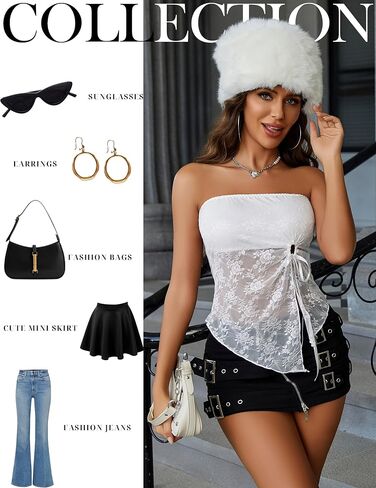 ملابس علوية للخروج من Avidlove للنساء من الدانتيل ملابس داخلية Y2k أنبوبية قصيرة ذات فتحة جانبية ملابس داخلية in Kuwait