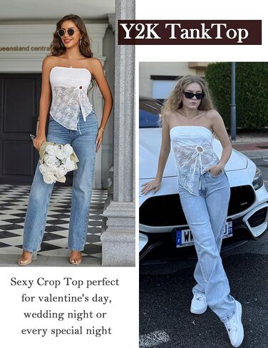 ملابس علوية للخروج من Avidlove للنساء من الدانتيل ملابس داخلية Y2k أنبوبية قصيرة ذات فتحة جانبية ملابس داخلية in Kuwait