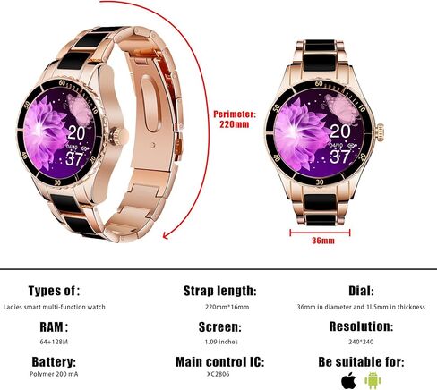 Smart Watches for Women (Answer/Make Calls), 1.28" Fitness Tracker Watch with Heart Rate/Blood Pressure/SpO2/Sleep Monitor, Smart Watch for Android Phones and iPhone-Rose Gold in Saudi Arabia