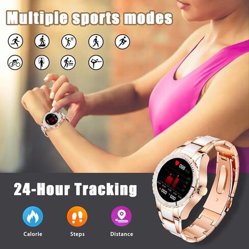 Smart Watches for Women (Answer/Make Calls), 1.28" Fitness Tracker Watch with Heart Rate/Blood Pressure/SpO2/Sleep Monitor, Smart Watch for Android Phones and iPhone-Rose Gold in Saudi Arabia