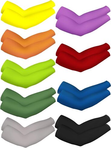 Bememo 9 Pairs UV Protection Sleeves Cooling Sleeves Long Arm Covers Arm Sleeves for Men and Women in Kuwait