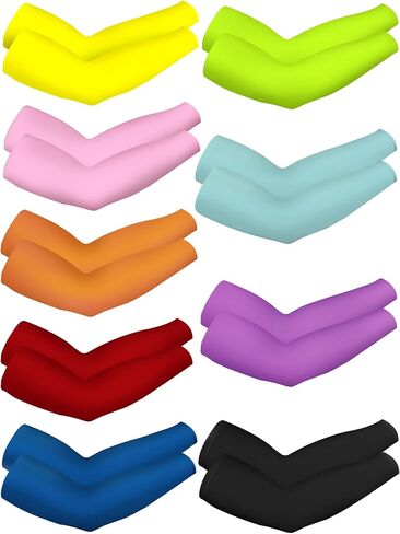 Bememo 9 Pairs UV Protection Sleeves Cooling Sleeves Long Arm Covers Arm Sleeves for Men and Women in Kuwait