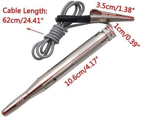 Silver 6V 12V 24V Auto Car Motorcycle Circuit Tester Gauge Test Voltmeter Circuit Testers Tools and Home Improvement in Saudi Arabia