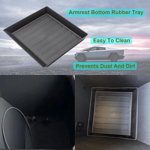4PCS Center Console Organizer Tray with Wireless Charging Silicone Pad and Cup Holder Insert Armrest Bottom Rubber Tray for Tesla Cybertruck 2024 2025 Interior Accessories Storage Box in Saudi Arabia