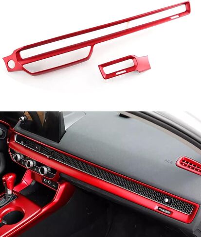 Car Accessories Fit for Honda Civic 11th Gen 2022 2023 2024 ABS Interior Dashboard Center Console AC Air Vent Outlet Cover Trim （Matte red） 2PCS Set in Saudi Arabia