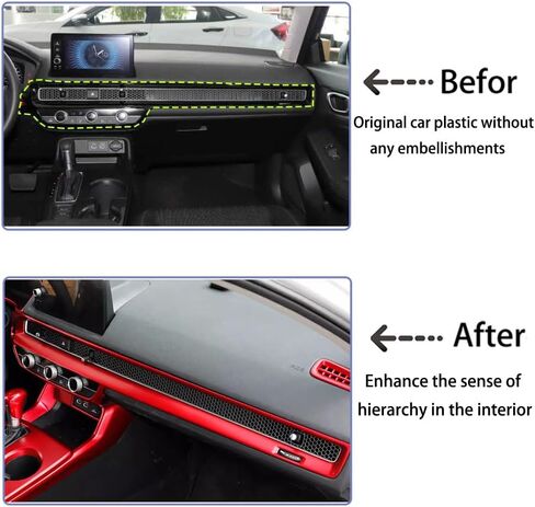 Car Accessories Fit for Honda Civic 11th Gen 2022 2023 2024 ABS Interior Dashboard Center Console AC Air Vent Outlet Cover Trim （Matte red） 2PCS Set in Saudi Arabia