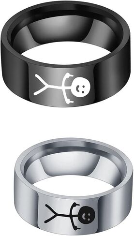 Funny Doodle Matching Rings for Best Friends,Couples Promise Rings for Him and Her Stainless Steel Funny Finger Ring Jewelry Gift in Saudi Arabia