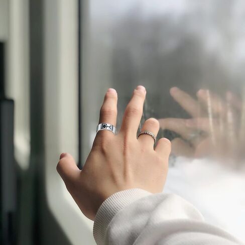 Funny Doodle Matching Rings for Best Friends,Couples Promise Rings for Him and Her Stainless Steel Funny Finger Ring Jewelry Gift in Saudi Arabia