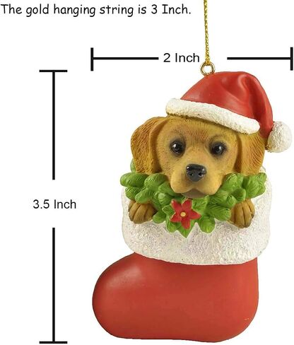Cici & Jimmy Black Labrador Retriever with Santa Hat in Christmas Sock Dog Ornaments for Christmas Tree in Saudi Arabia