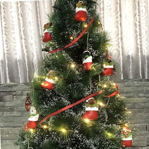 Cici & Jimmy Black Labrador Retriever with Santa Hat in Christmas Sock Dog Ornaments for Christmas Tree in Saudi Arabia