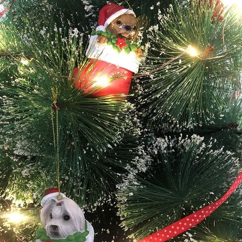 Cici & Jimmy Black Labrador Retriever with Santa Hat in Christmas Sock Dog Ornaments for Christmas Tree in Saudi Arabia