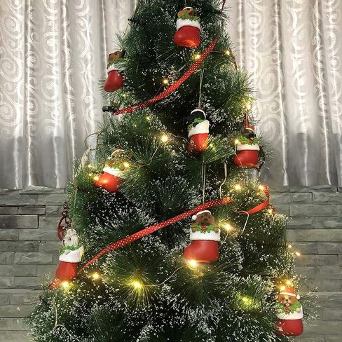 Cici & Jimmy Black Labrador Retriever with Santa Hat in Christmas Sock Dog Ornaments for Christmas Tree in Saudi Arabia