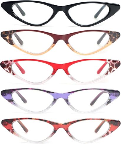 KoKoBin Cat Eye Reading Glasses for Women 5 Pairs Spring Hinge Fashion Readers Anti Blue Light Computer in Kuwait
