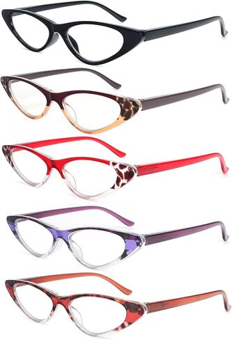 KoKoBin Cat Eye Reading Glasses for Women 5 Pairs Spring Hinge Fashion Readers Anti Blue Light Computer in Kuwait