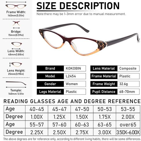 KoKoBin Cat Eye Reading Glasses for Women 5 Pairs Spring Hinge Fashion Readers Anti Blue Light Computer in Kuwait