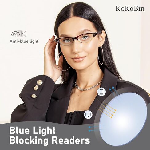 KoKoBin Cat Eye Reading Glasses for Women 5 Pairs Spring Hinge Fashion Readers Anti Blue Light Computer in Kuwait