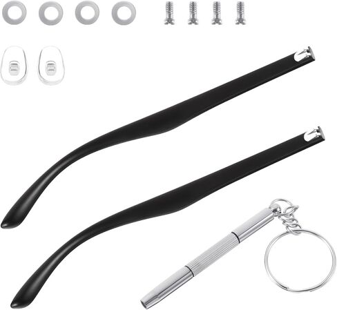 Glasses Repair Kit with Screws, Ymapinc Portable Eyeglass Screwdriver, 2pcs Universal Eyeglass Legs, Black, Includes Nose Pads and Screws, Glasses Arm Replacement Accessories in Kuwait