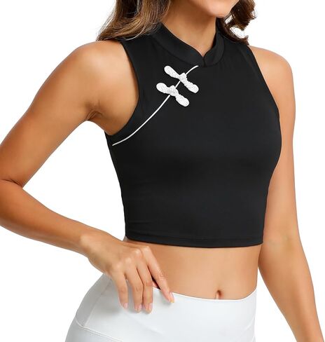 JBT Sleeveless Workout Tops for Women - High Neck Elegant Knot Button Design Yoga Tank Tops for Women in Saudi Arabia